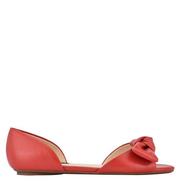Nine West Bonnie Bow Front d'Orsay Red Flats | South Africa 37S28-1L01